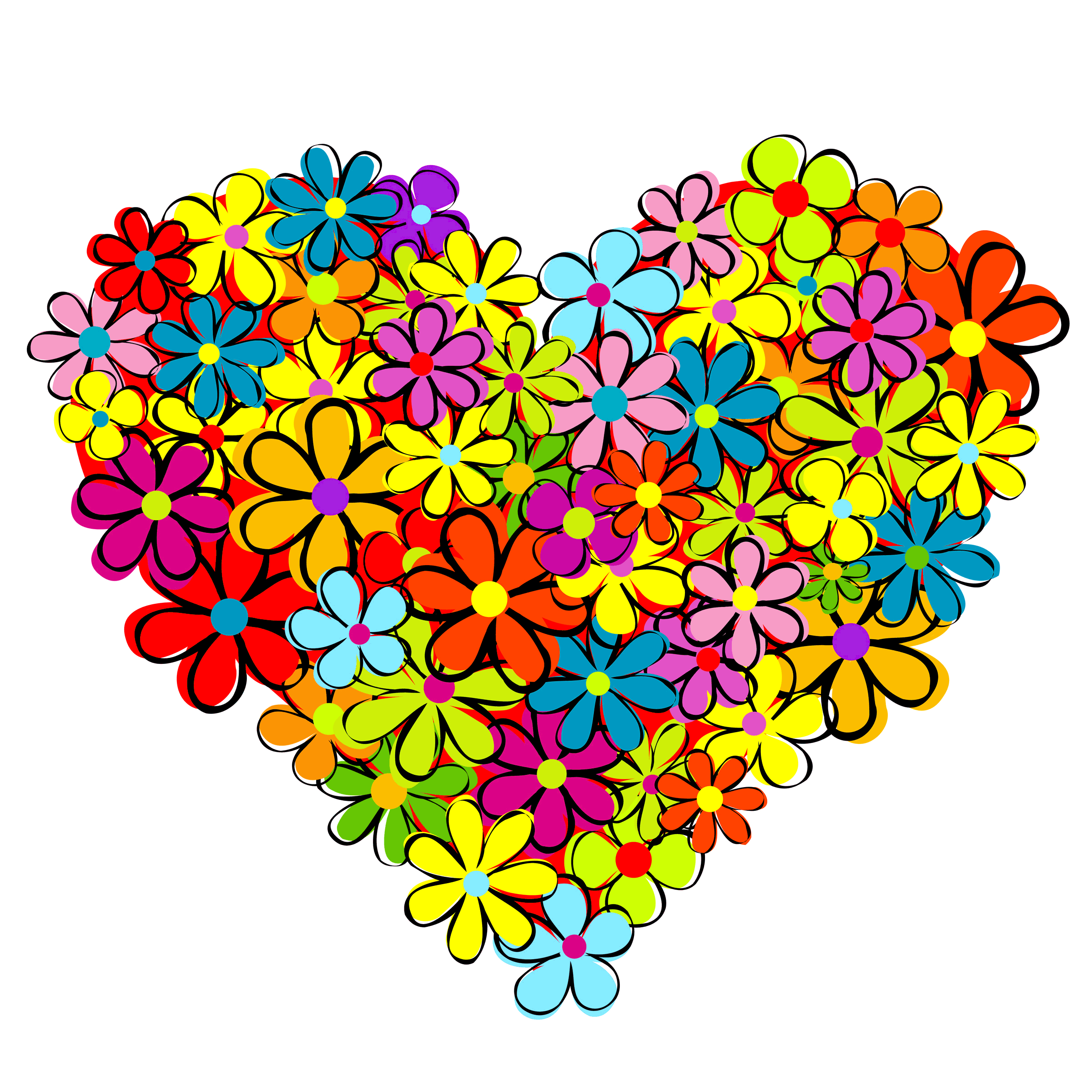 Hearts made of flowers. Heat clipart color heart