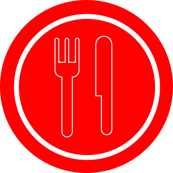 Red plate with and. Knife clipart vector