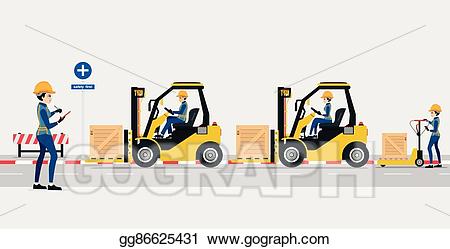 Forklift clipart factory safety. Vector art first drawing