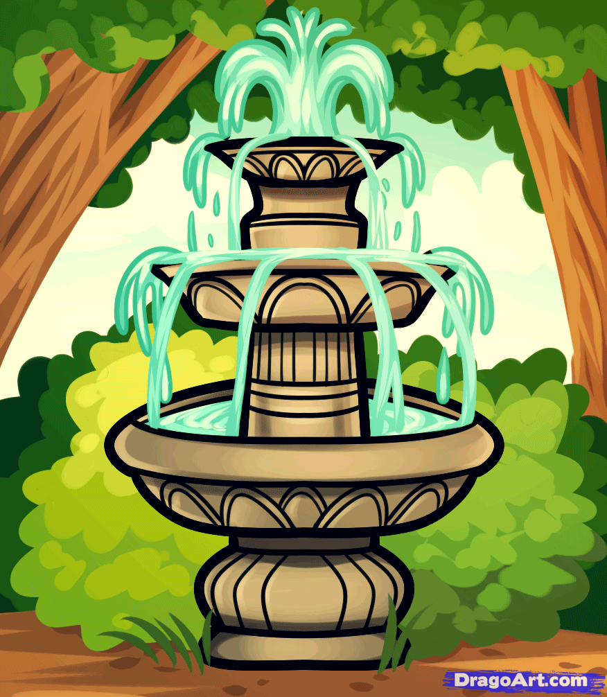 How to draw a. Fountain clipart drawn