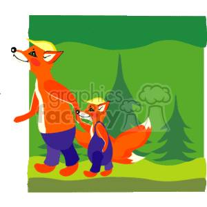 fox clipart walking