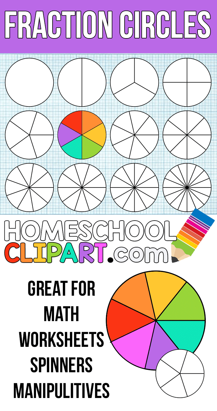 fraction clipart colourful