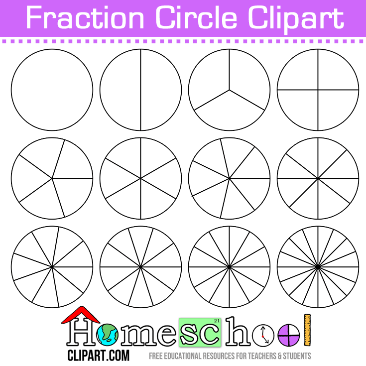 Free fraction circle use. Fractions clipart half time