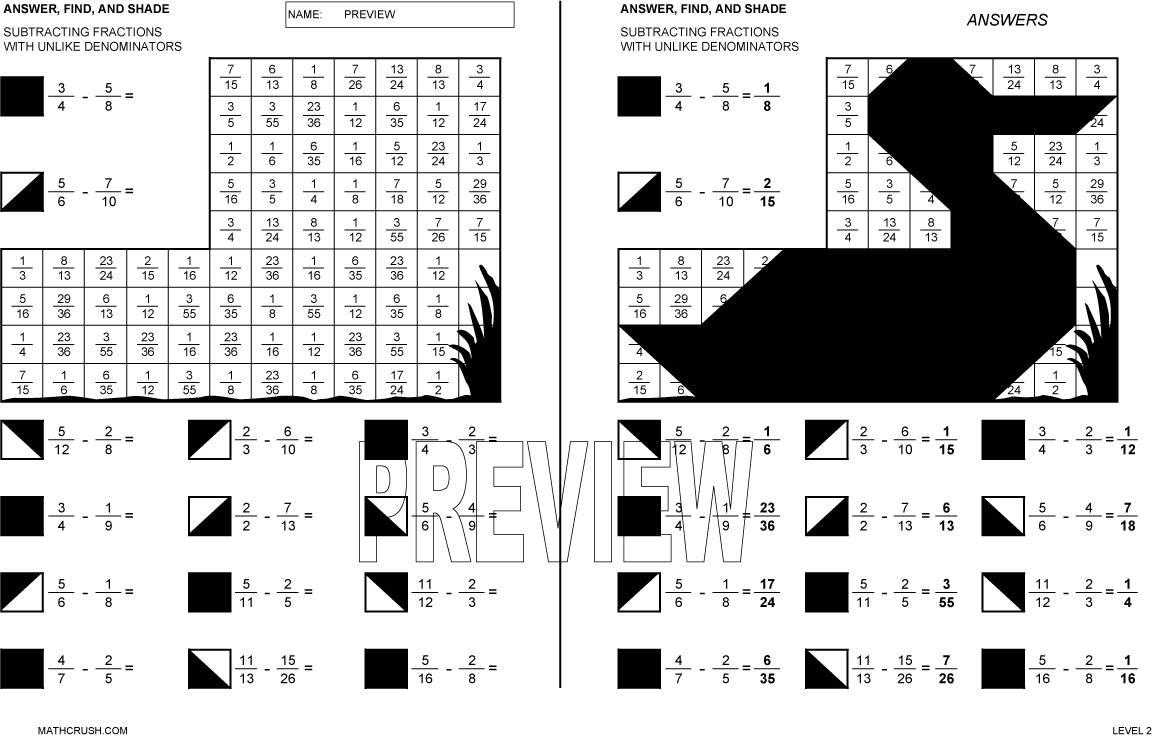 fractions clipart shaded
