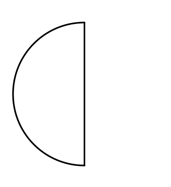 Half of a pie. Fraction clipart semi circle