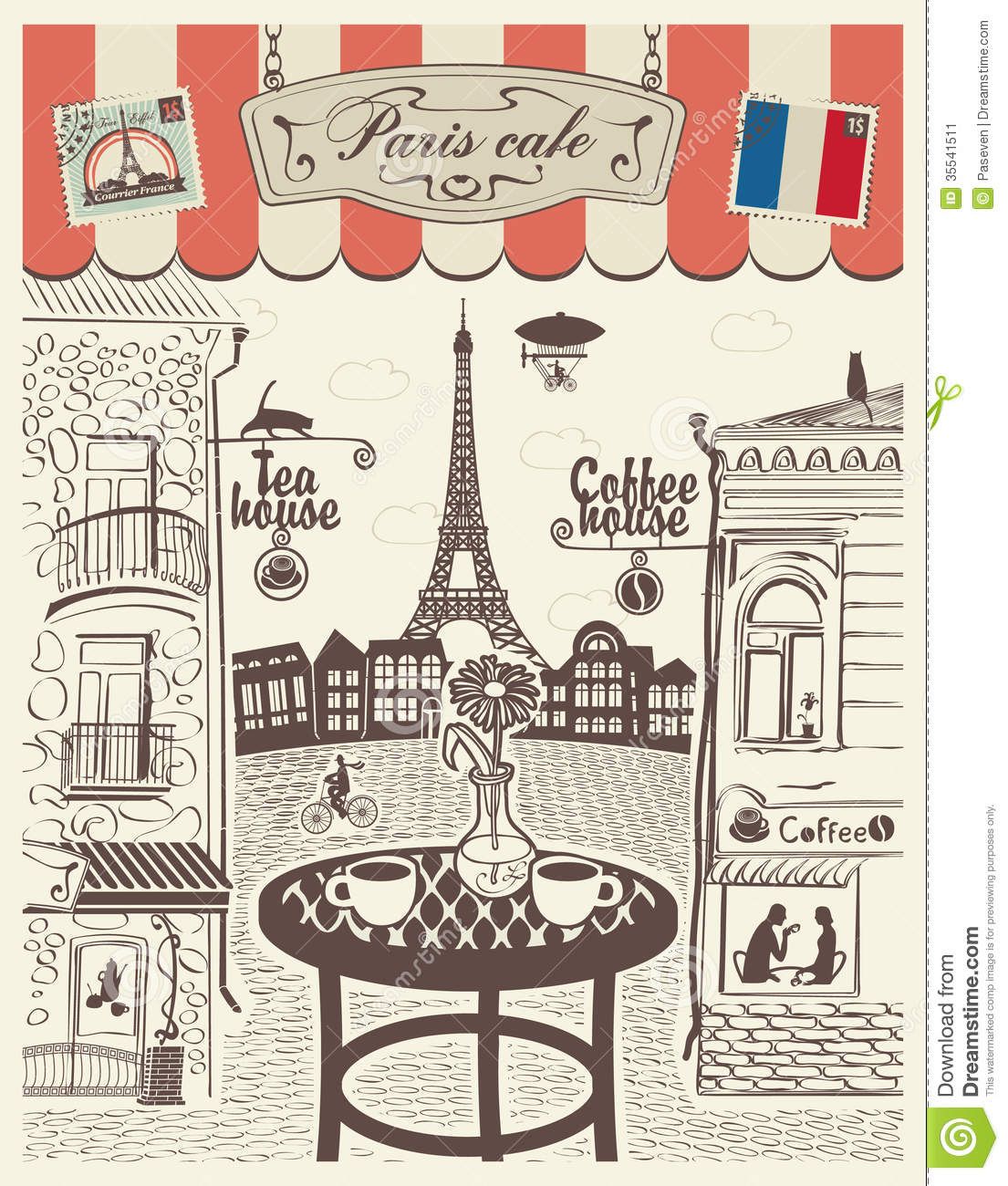 Images for cafe with. French clipart street paris