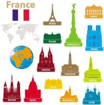 France clipart landmarks. City silhouette vector eiffel