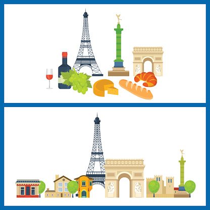 France clipart landmarks. French eiffel tower notre