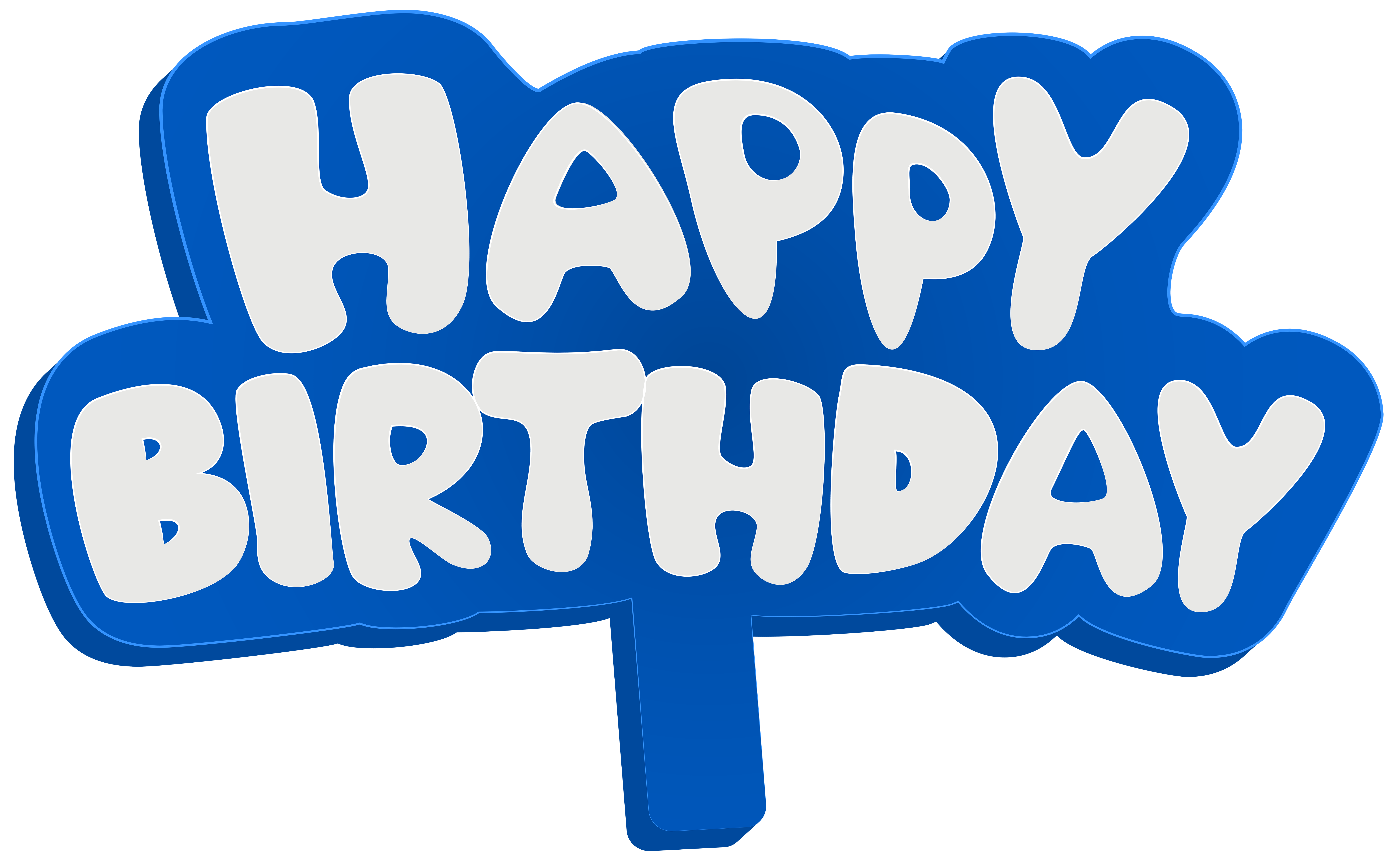 Blue happy birthday sign. French clipart wordart