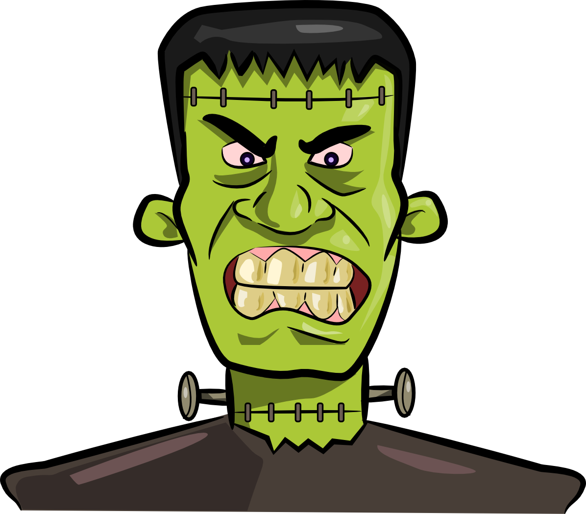 Cartoon face group image. Frankenstein clipart animated