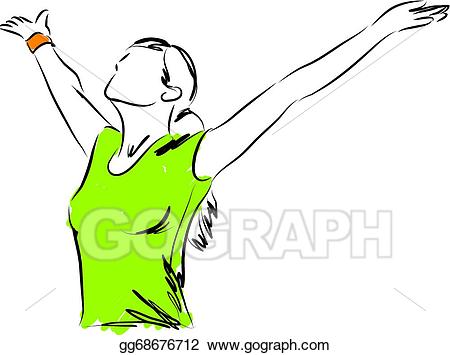Freedom clipart. Vector girl breathing illustration