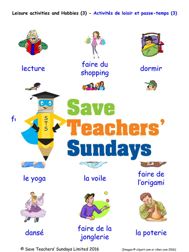 Leisure activities hobbies in. French clipart activity