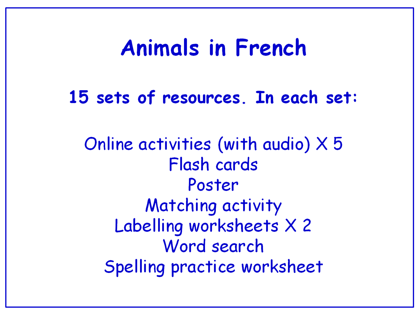 Animals in worksheets games. French clipart activity