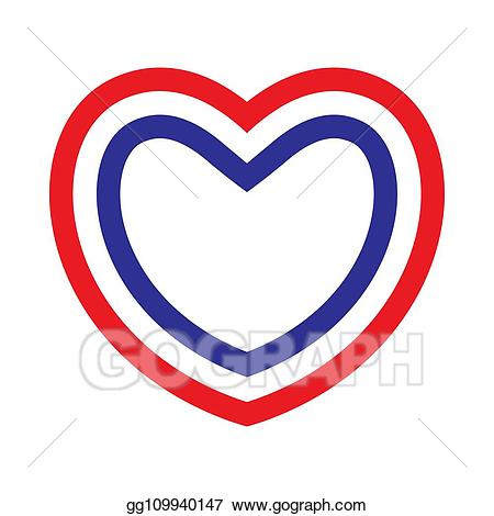 French clipart heart. Vector art with contours