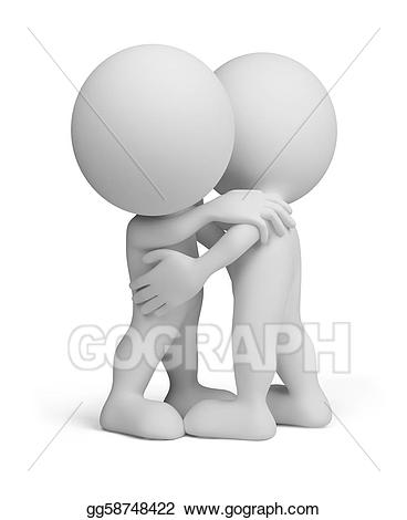 D person stock illustration. Hugging clipart friendly hug