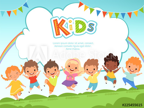 Children jumping background happy. Friendship clipart playground fun