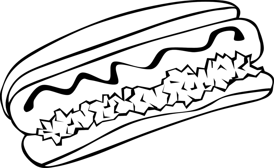 Hot dog drawing at. Hamburger clipart coloring