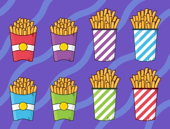 Fries clipart cute food. French fast fry junk
