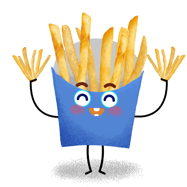 Happy french sticker by. Fries clipart fun