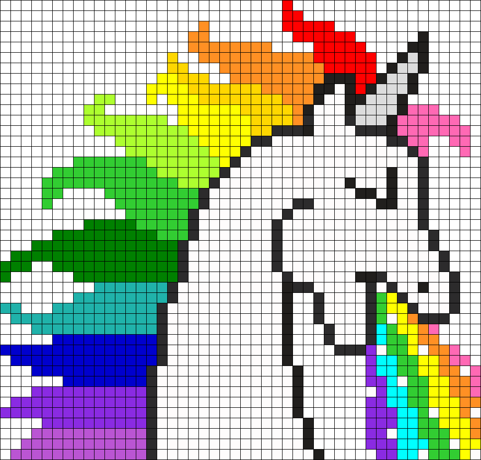 Fries clipart pixelated. Rainbow puking unicorn perler