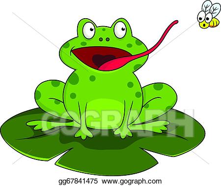 Vector art frog with. Toad clipart flies