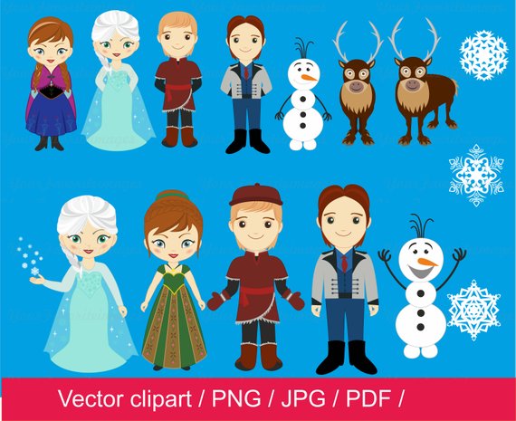 Snow princess clip art. Frozen clipart vector