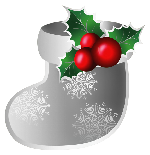 Transparent silver stoking png. Fruits clipart christmas