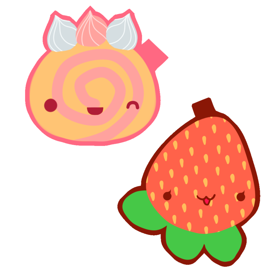 Strawberry cina roll by. Fruit clipart kawaii