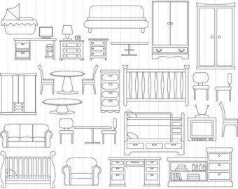 furniture clipart black and white