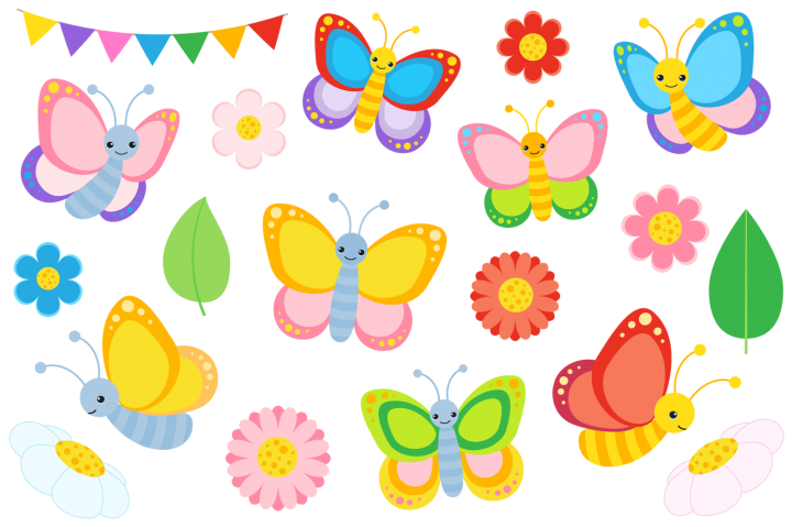 Colourful butterfly and vectors. Future clipart final decision