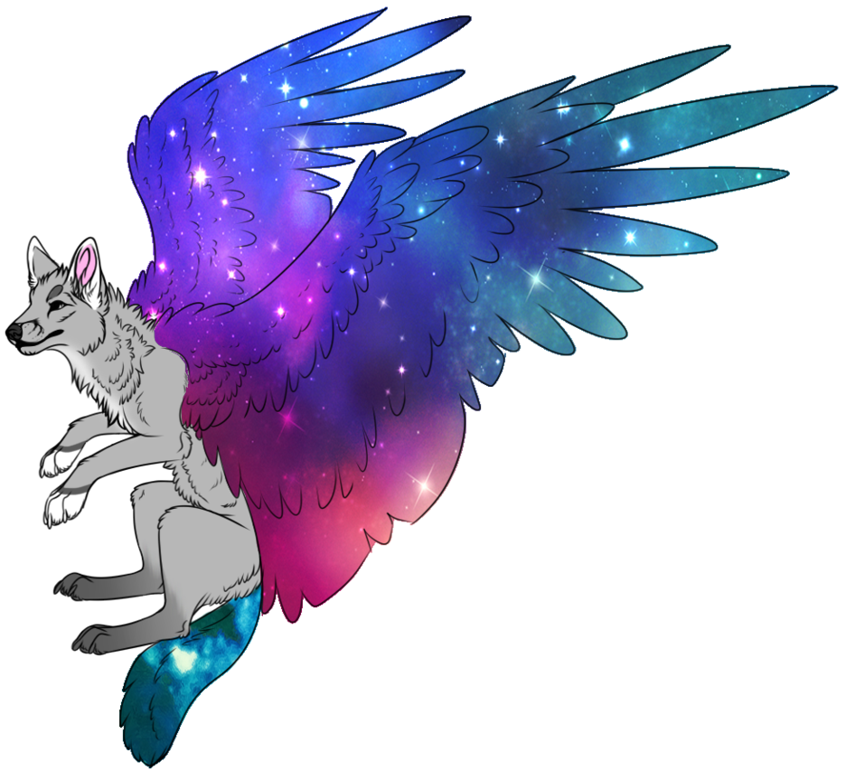 Wolf clipart galaxy. Image winged adoptable closed