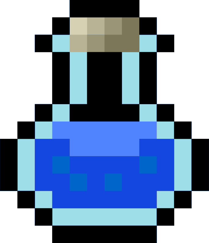 Pixel potion blue medium. Game clipart 8 bit