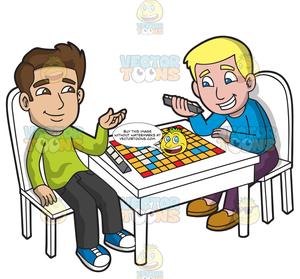 Two guys playing . Games clipart game scrabble