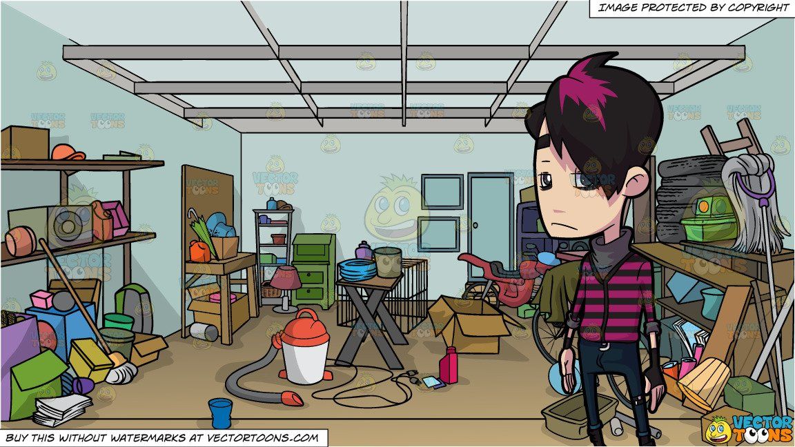 Cartoon an emo punk. Garage clipart background