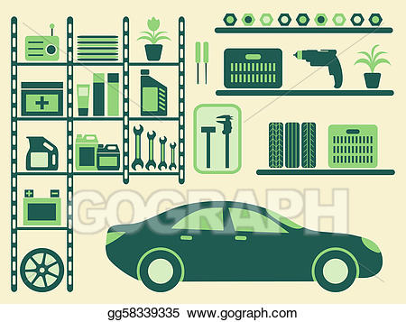 Garage clipart garage interior. Vector stock and objects
