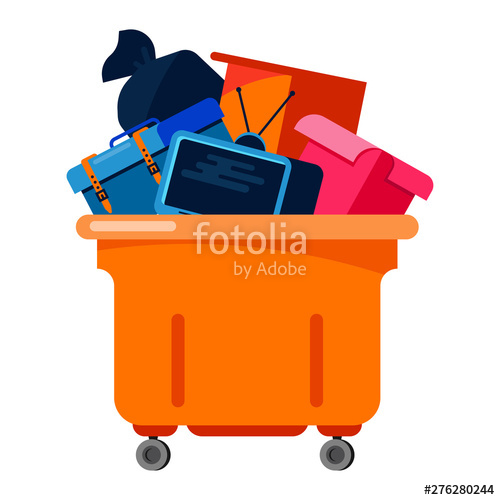 Trashcan vector bin recycle. Garbage clipart dirty city