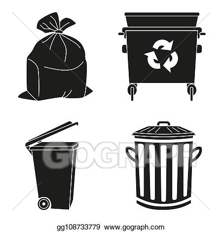 Garbage clipart illustration. Vector stock black and