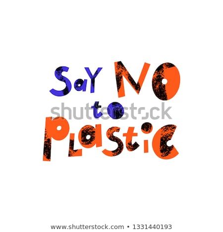 Cartoon lettering environment protection. Garbage clipart say no to plastic