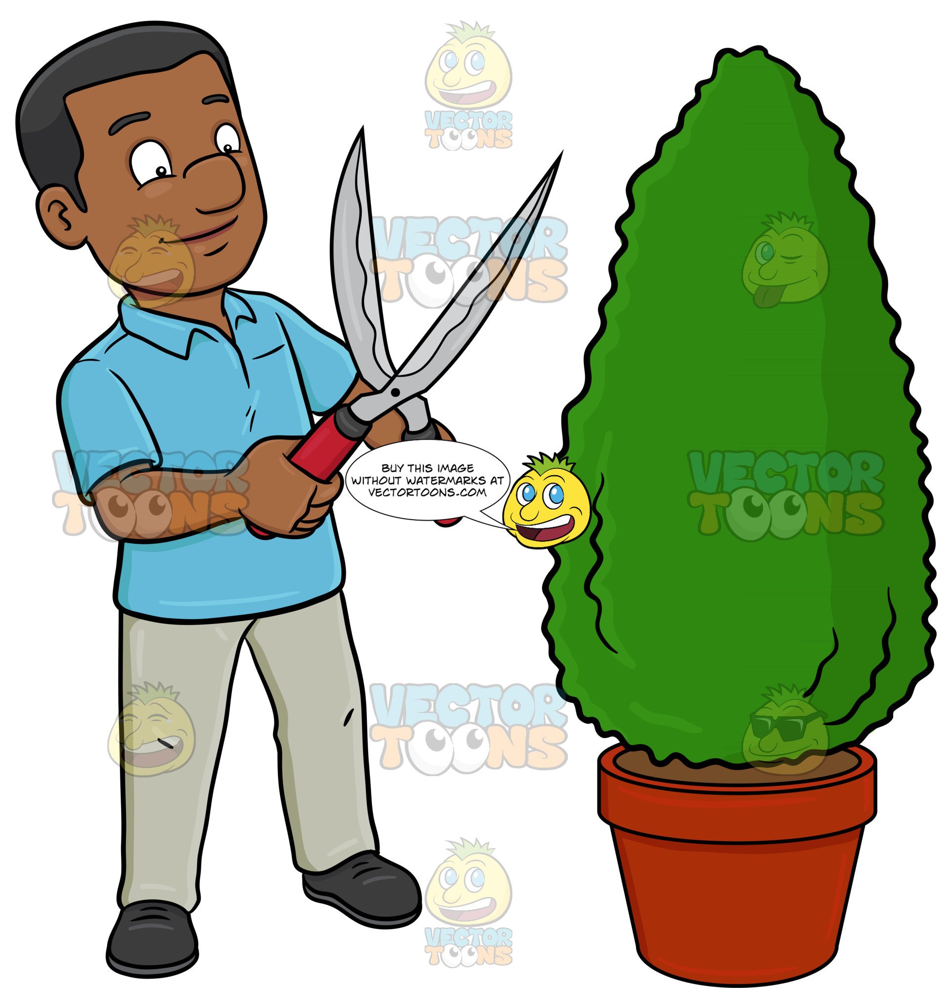 Garden clipart man. A black using shears