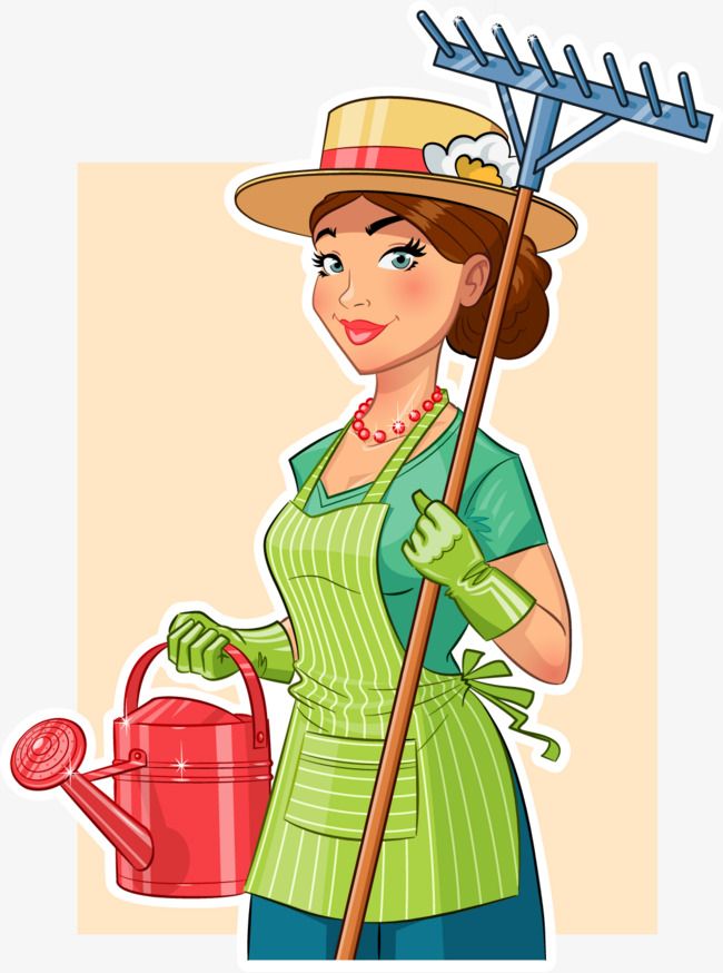 Gardener clipart female. Decoration vector png and