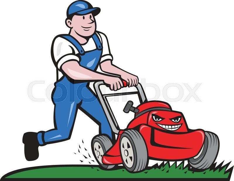 Gardener clipart lawnmowing.  x illustration of