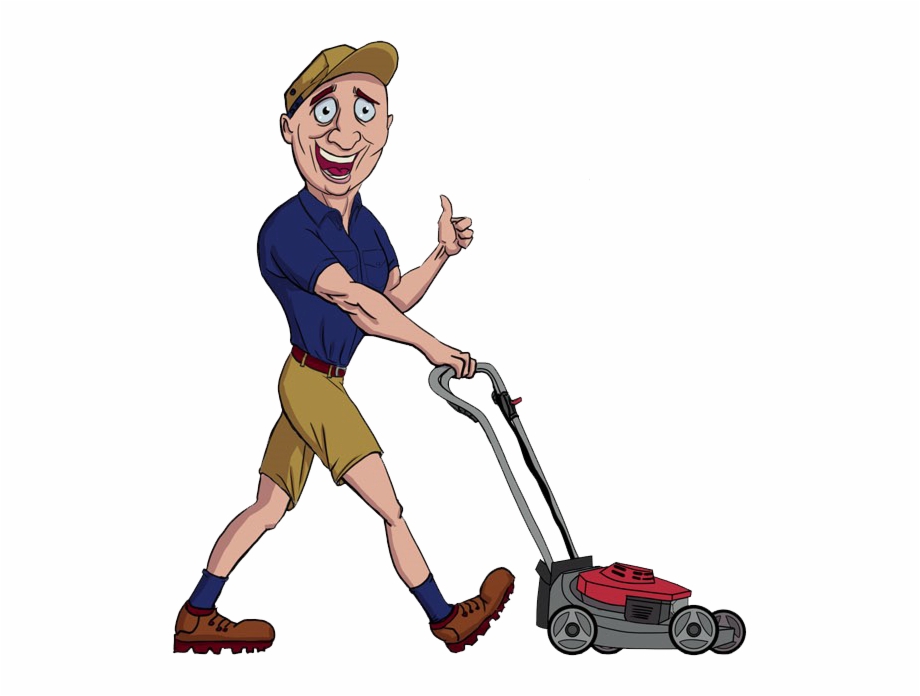 Walk behind mower transparent. Gardener clipart lawnmowing