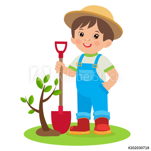 Gardener clipart simple garden. Spring gardening growing young