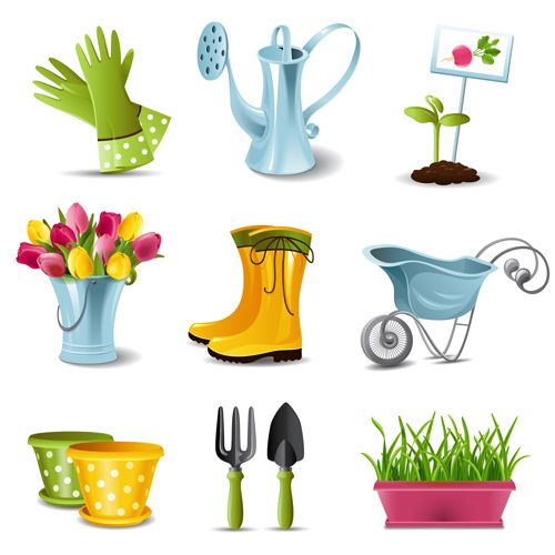 And tool with elements. Gardening clipart garden spade
