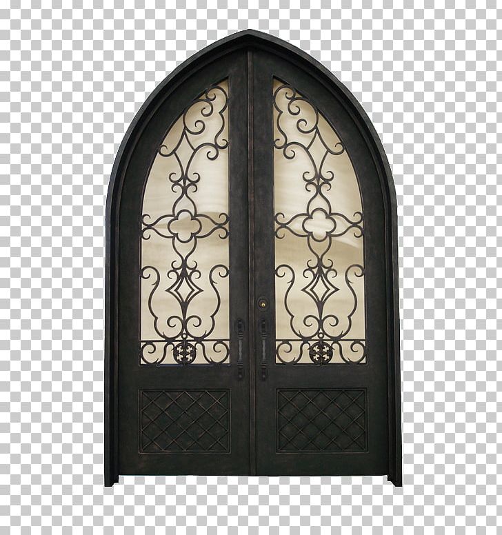 Wrought iron window png. Gate clipart arch door