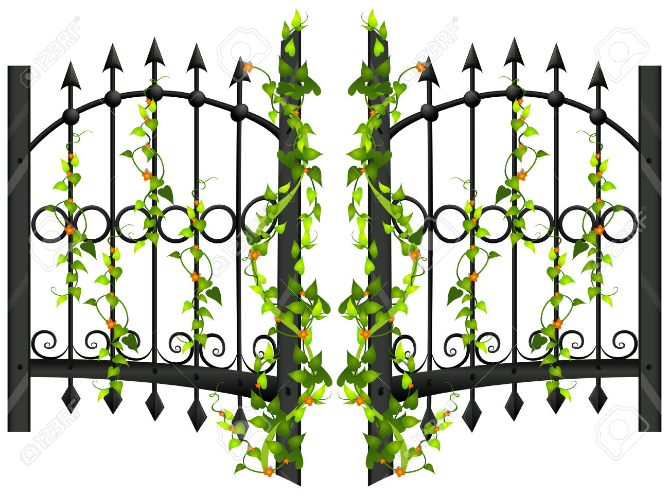 Gate Clipart Cartoon Gate With Rocks And Trees Vector - vrogue.co