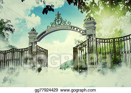 Stock illustration heaven drawing. Gate clipart heavenly