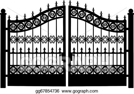 Gate clipart metallic. Clip art vector openwork