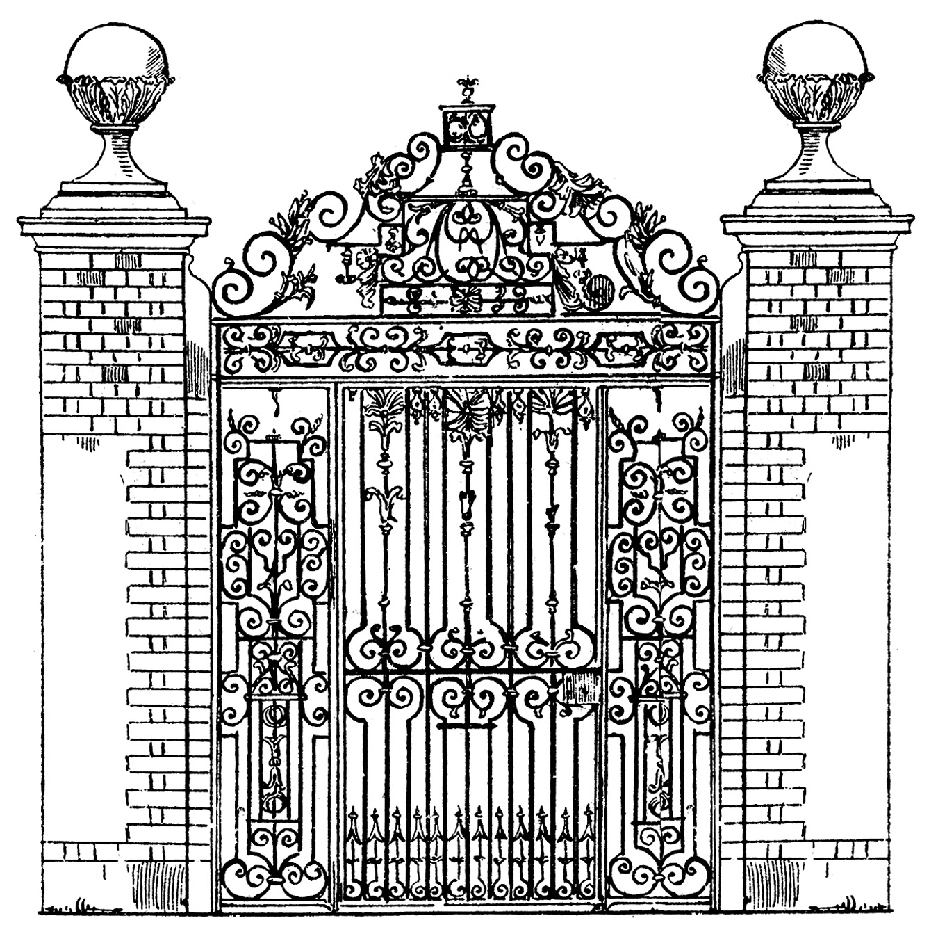Vintage clip art ornate. Gate clipart old gate