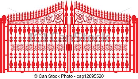 gate clipart red metal